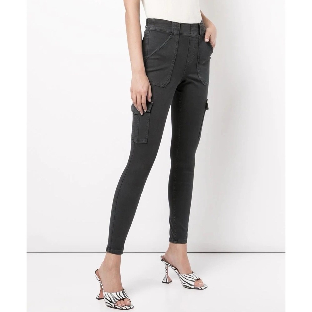 Spanx Stretch Twill Ankle Cargo Pant MEDIUM Washed Black 20311R Utility Slimming
